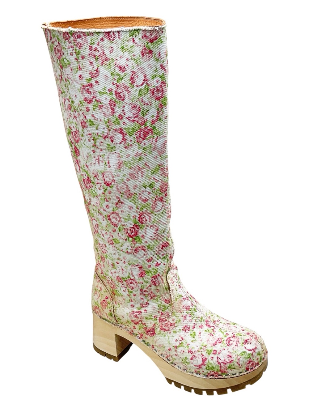 🆕{Swedish Hasbeens} Floral Print Boots - White Boots